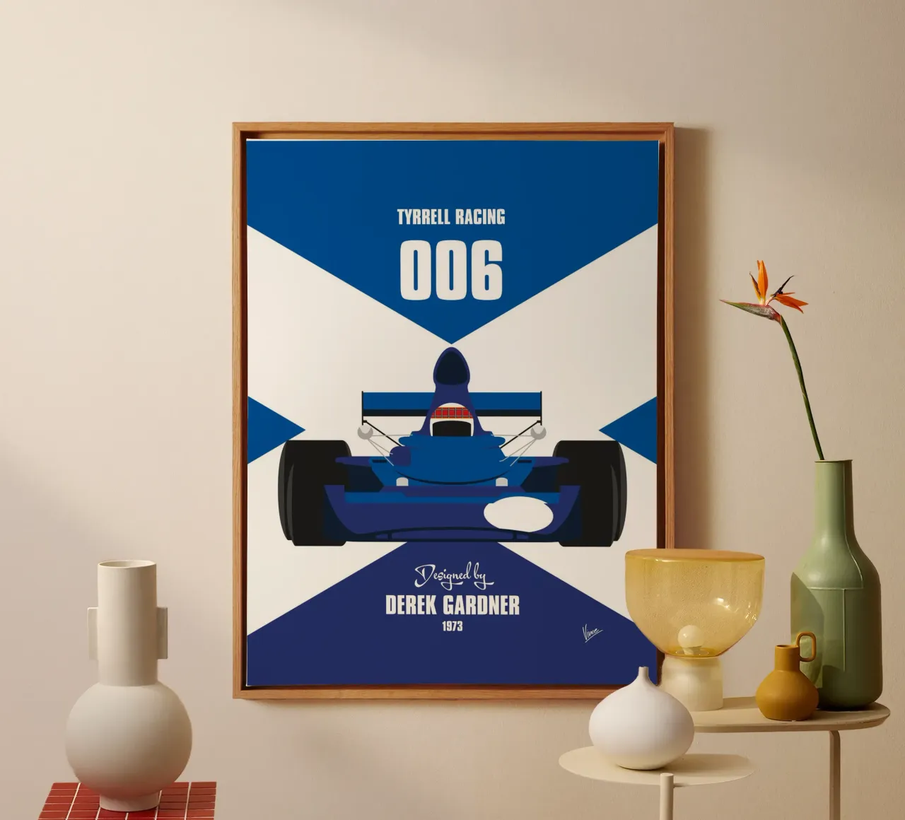 1973 Tyrrell 006 tela con Cornice a cassetta da Formula Art