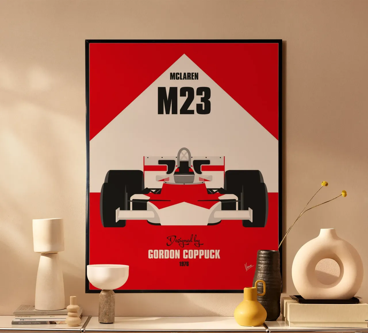 1976 McLaren M23 poster con telaio in alluminio da Formula Art