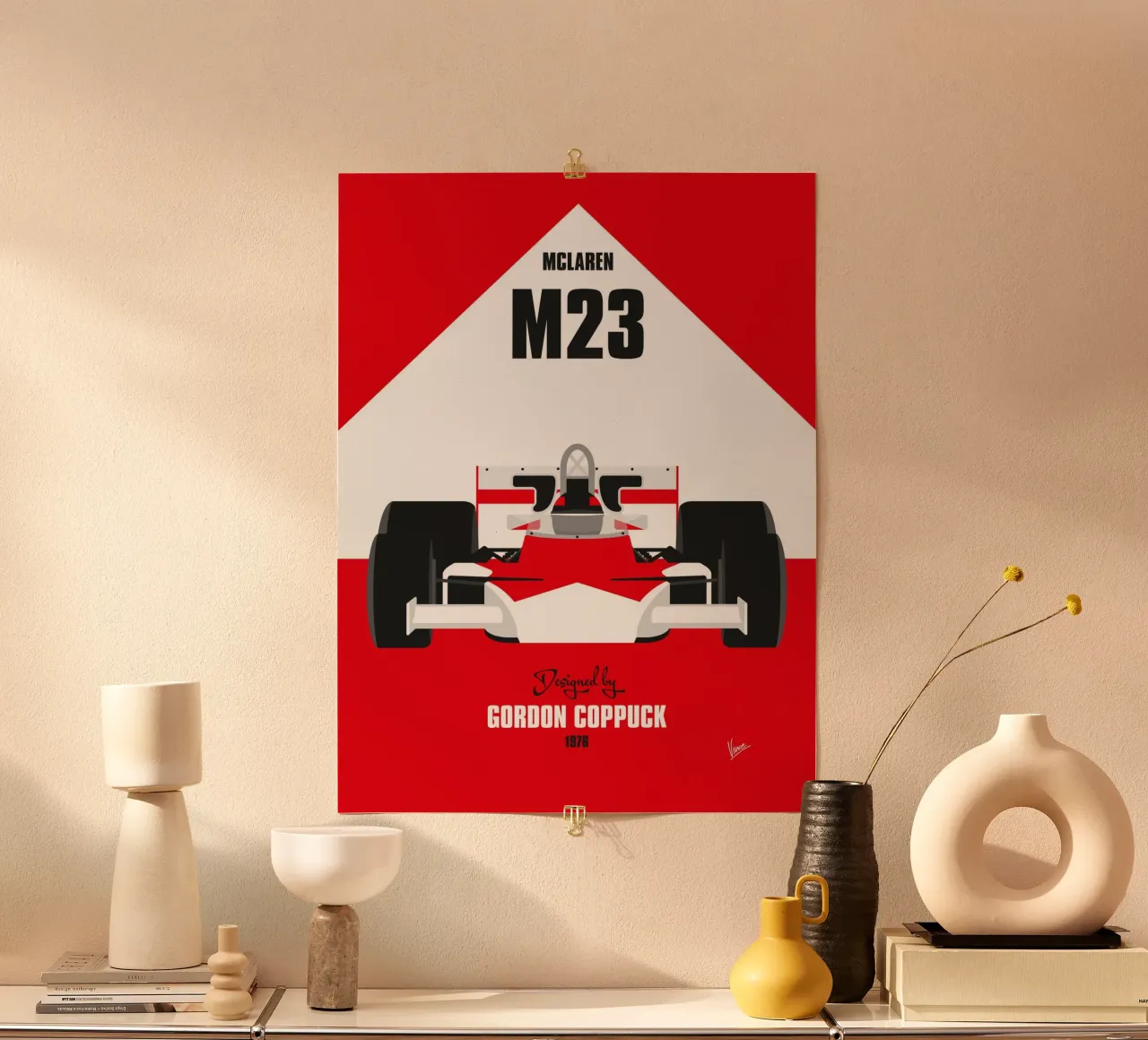 1976 McLaren M23 poster con telaio in alluminio da Formula Art