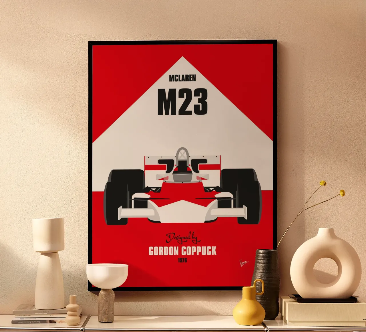 1976 McLaren M23 poster con telaio in alluminio da Formula Art