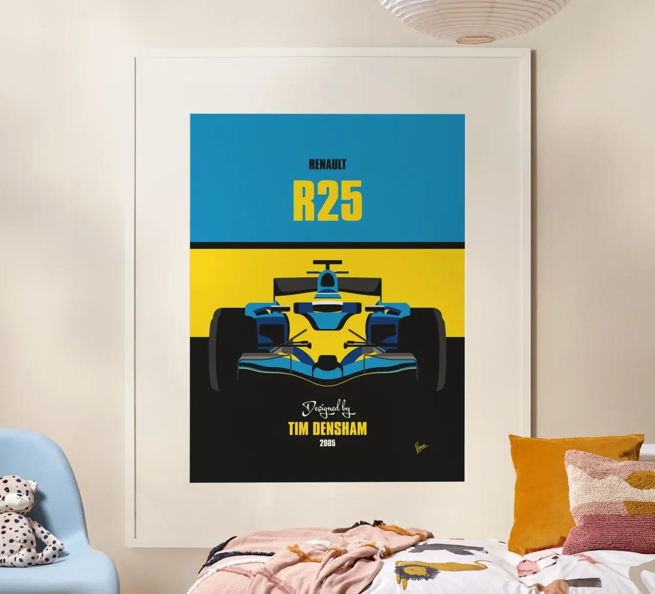2005 Renault R25 poster con telaio in legno da Formula Art