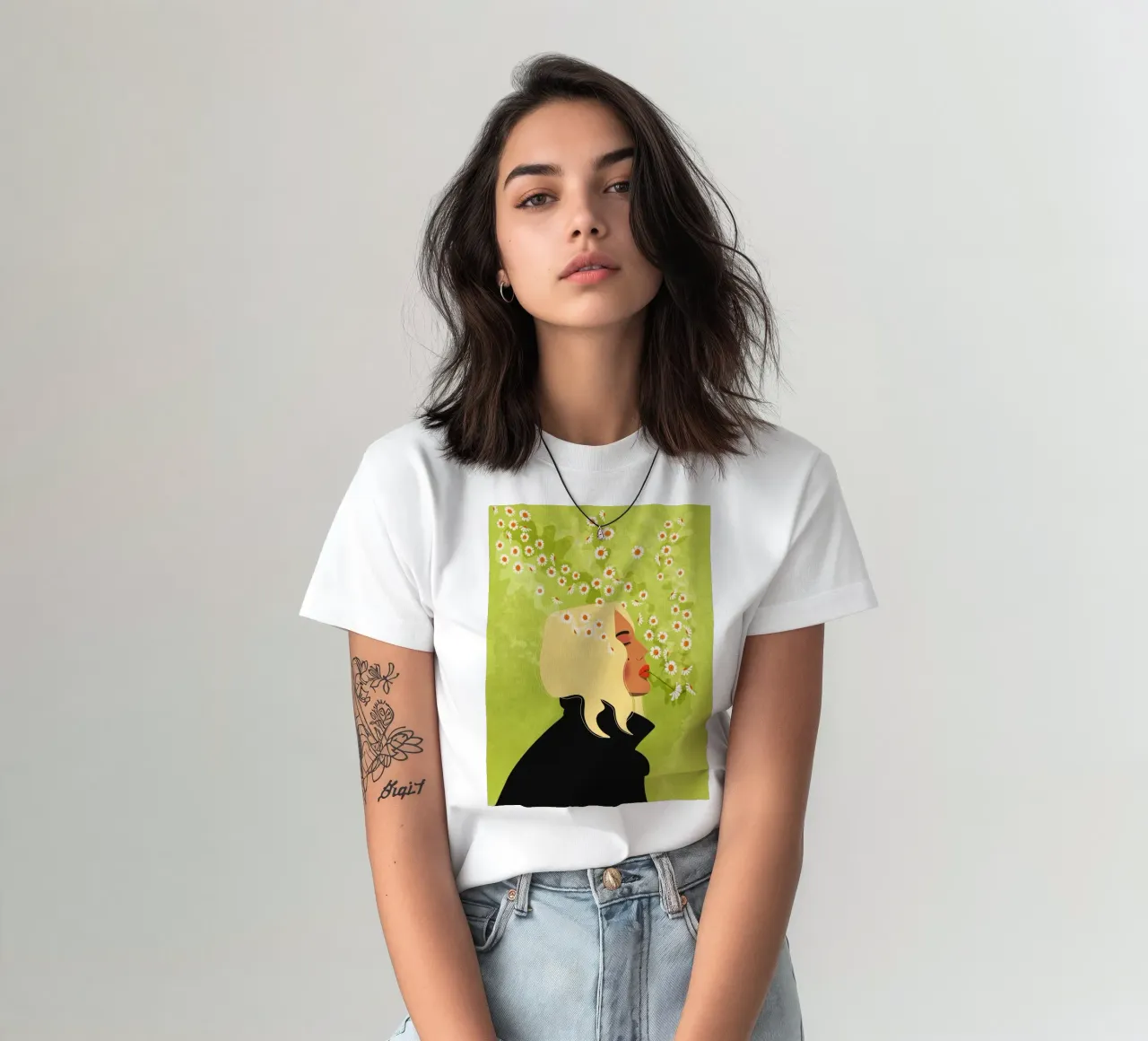 Ragazza che fuma fiori t-shirt da Illustration Raissa Oltmanns