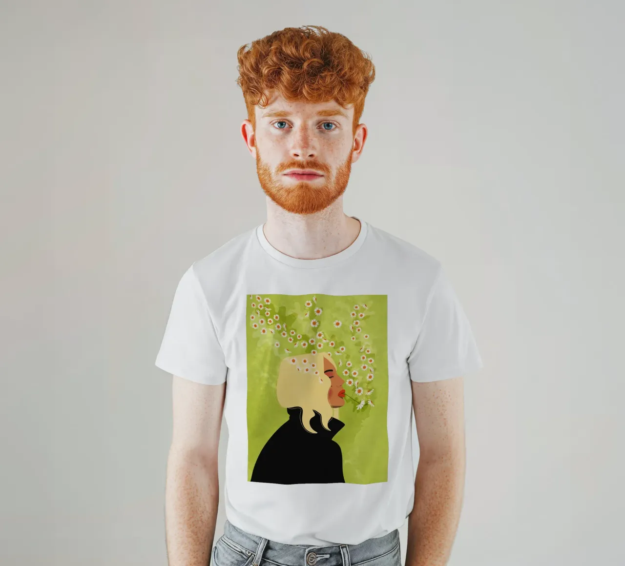 Ragazza che fuma fiori t-shirt da Illustration Raissa Oltmanns