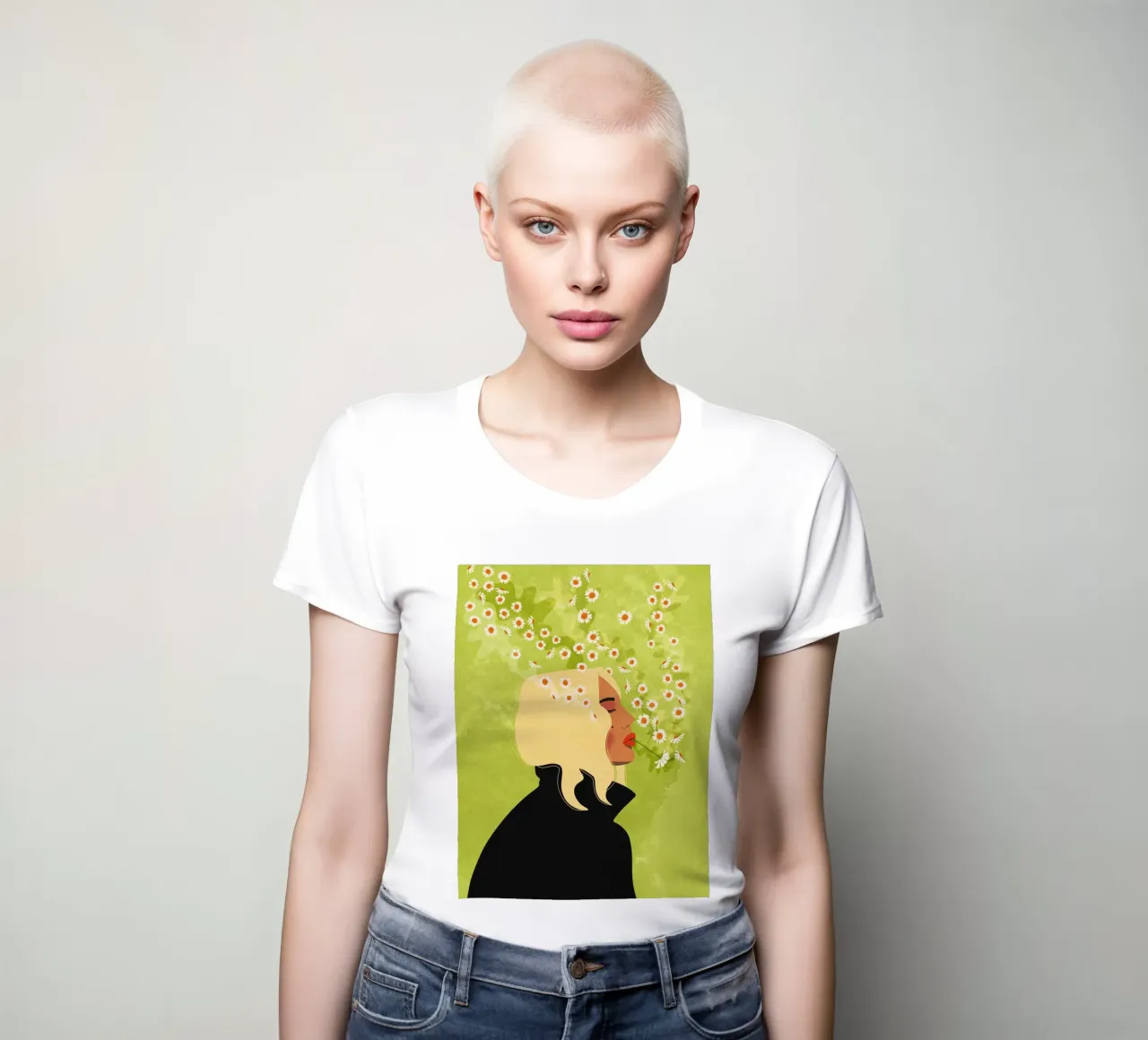 Ragazza che fuma fiori t-shirt da donna da Illustration Raissa Oltmanns