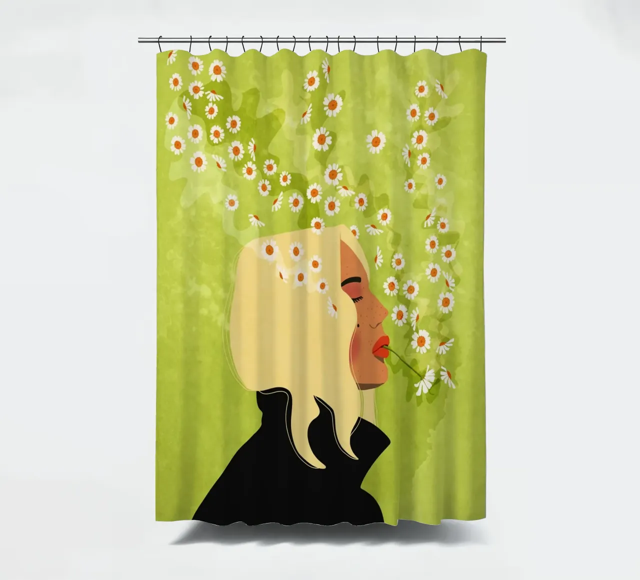 Ragazza che fuma fiori tenda da doccia da Illustration Raissa Oltmanns
