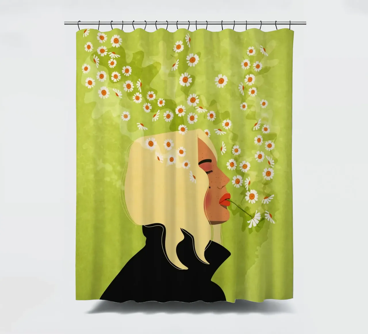 Ragazza che fuma fiori tenda da doccia da Illustration Raissa Oltmanns