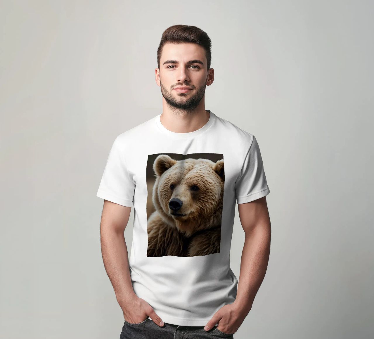 Vue rapprochée d'un ours brun se reposant dans un champ herbeux. t-shirt de DesignDoodle