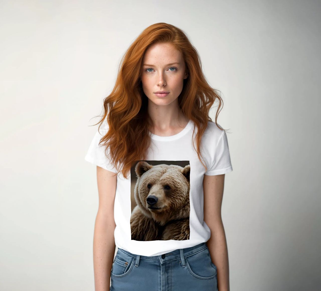 Vue rapprochée d'un ours brun se reposant dans un champ herbeux. t-shirt ajusté pour femmes de DesignDoodle