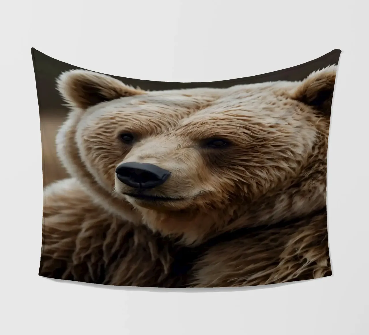 Vue rapprochée d'un ours brun se reposant dans un champ herbeux. plaid polaire de DesignDoodle