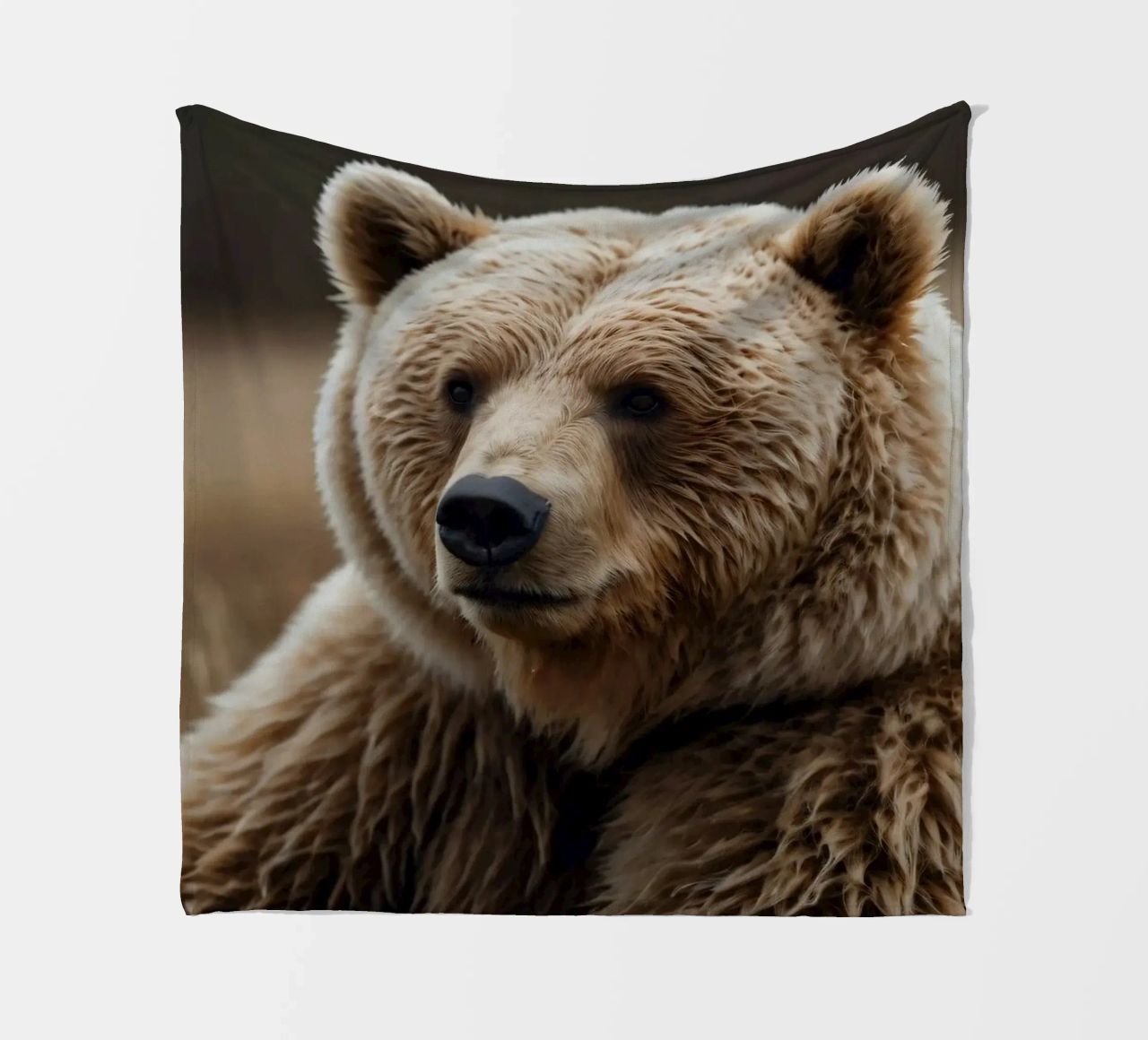 Vue rapprochée d'un ours brun se reposant dans un champ herbeux. plaid polaire de DesignDoodle