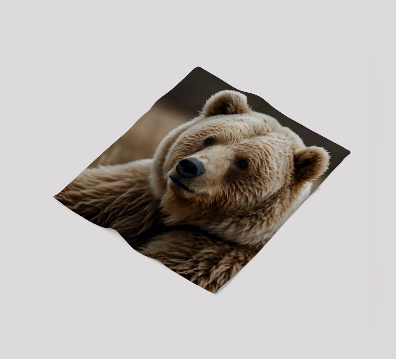Vue rapprochée d'un ours brun se reposant dans un champ herbeux. plaid polaire de DesignDoodle
