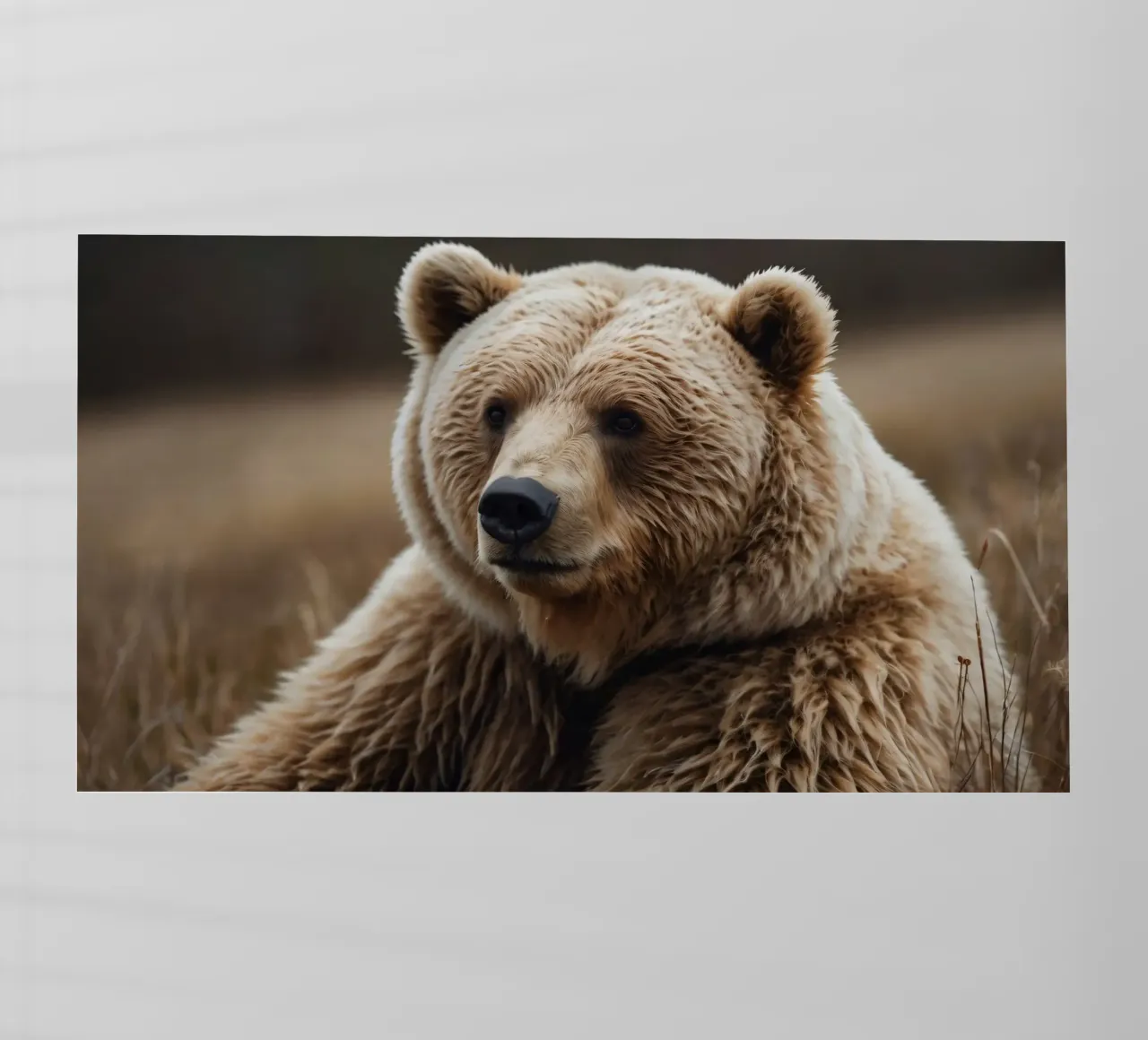 Vue rapprochée d'un ours brun se reposant dans un champ herbeux. film rétro-éclairé de DesignDoodle