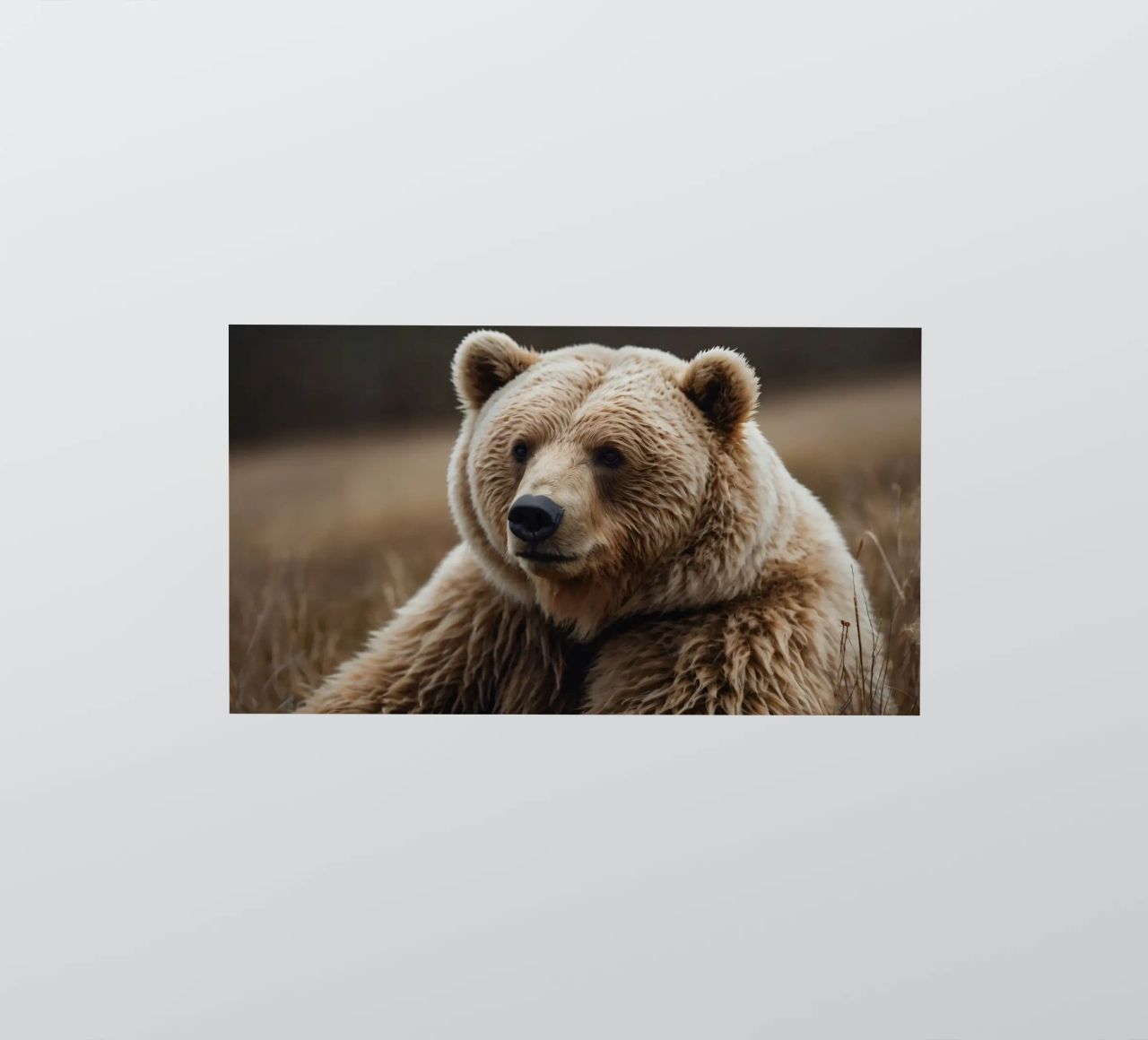 Vue rapprochée d'un ours brun se reposant dans un champ herbeux. autocollant de DesignDoodle