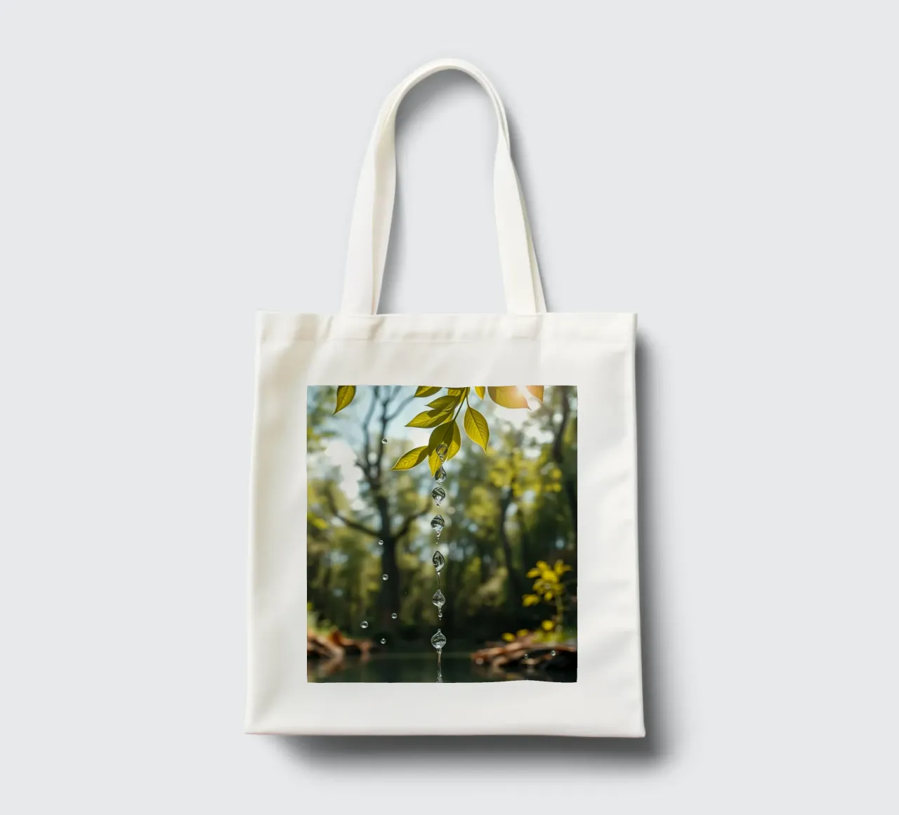 Acqua che cade da una foglia nella foresta borsa in juta da DesignDoodle