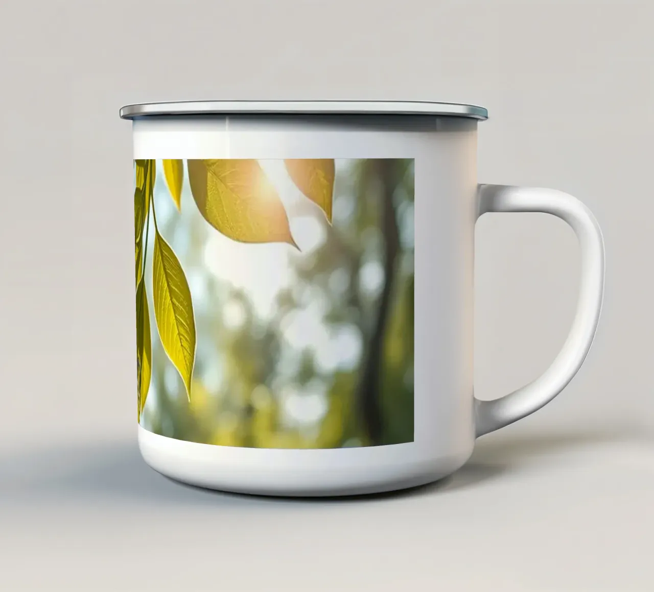 Acqua che cade da una foglia nella foresta tazza in smalto da DesignDoodle