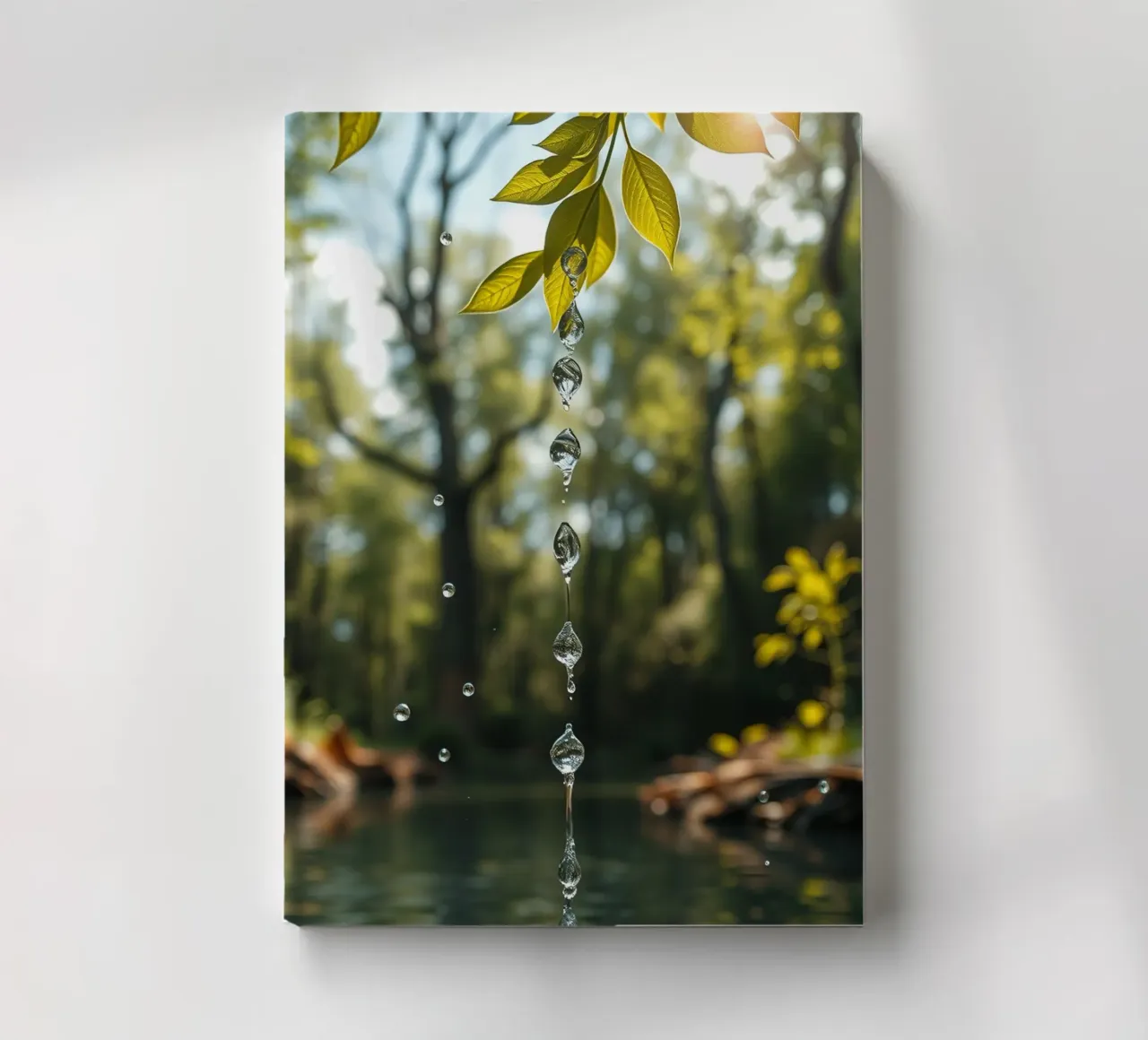 Water Dropping from a Leafs in forest notebook by DesignDoodle