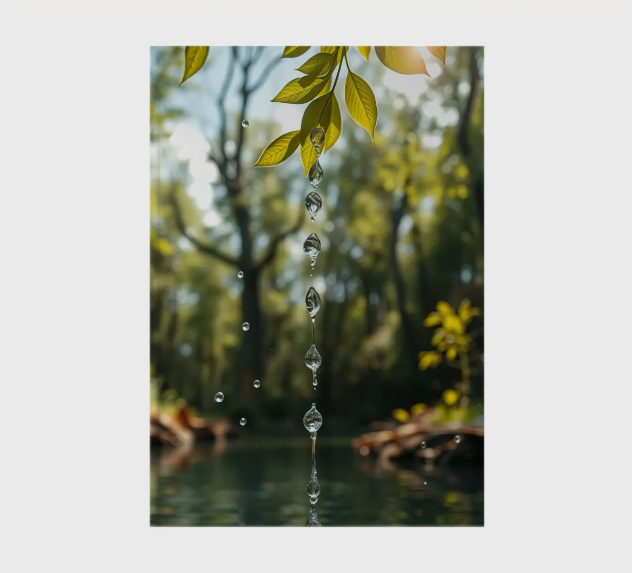 Water Dropping from a Leafs in forest notebook by DesignDoodle