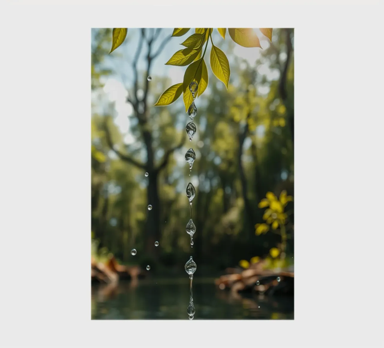 Water Dropping from a Leafs in forest notebook by DesignDoodle