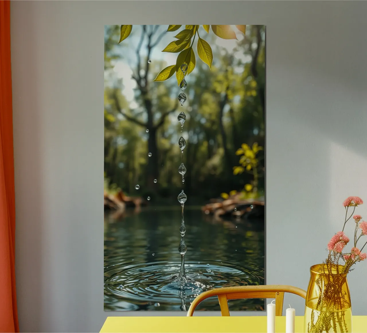 Water Dropping from a Leafs in forest hahnemühle by DesignDoodle