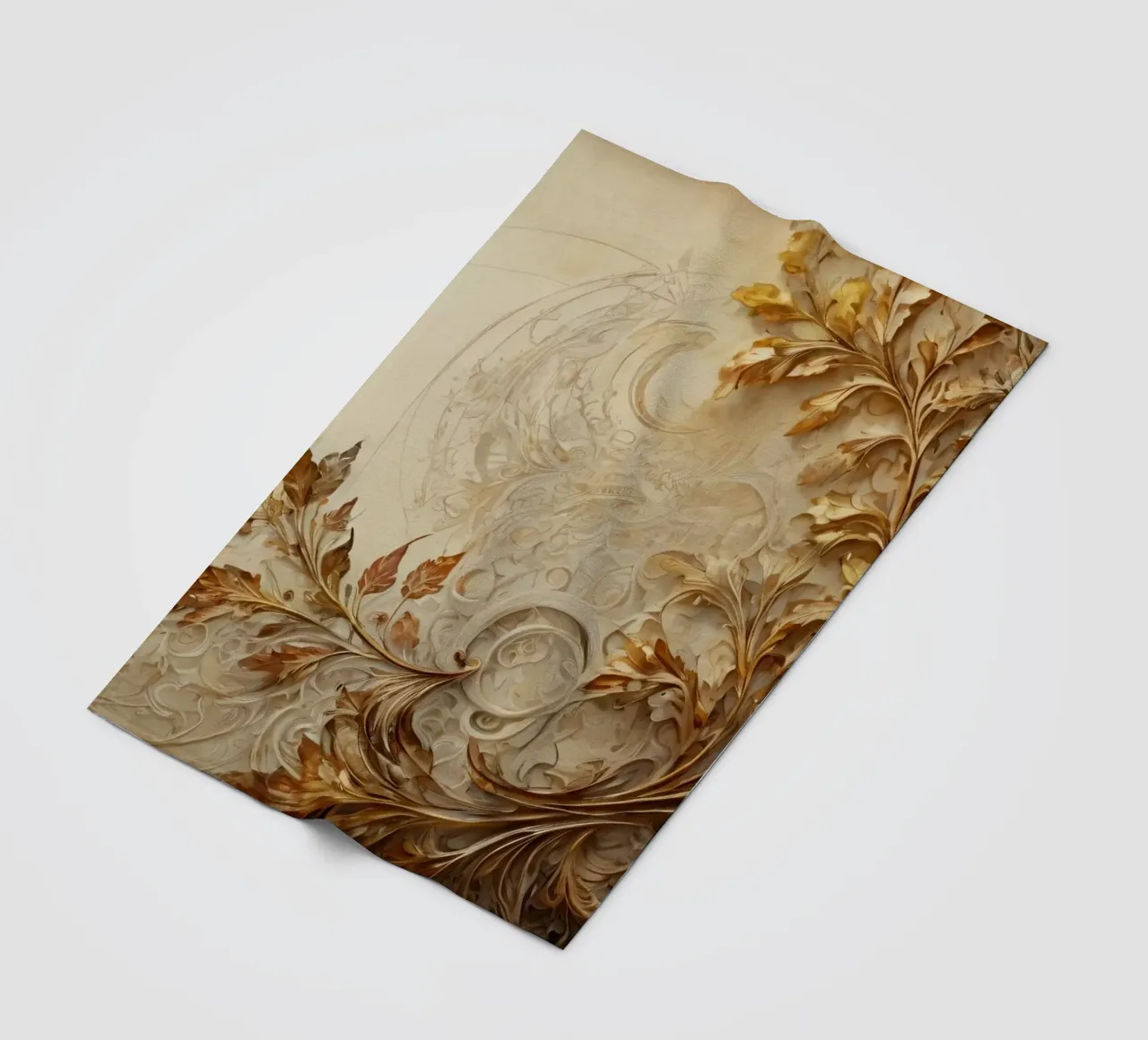 Intricate autumn foliage design with swirling patterns fleece blanket by DesignDoodle