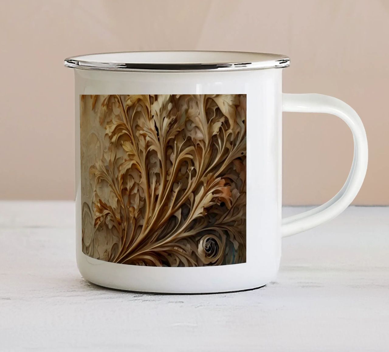 Intricate autumn foliage design with swirling patterns enamel mug by DesignDoodle