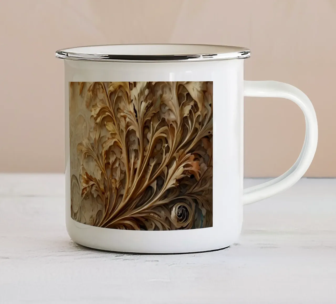 Kompliziertes Herbstlaubdesign mit wirbelnden Mustern Emaille Tasse von DesignDoodle