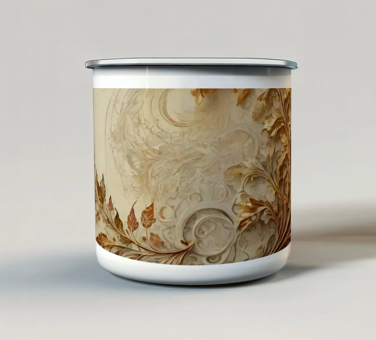 Kompliziertes Herbstlaubdesign mit wirbelnden Mustern Emaille Tasse von DesignDoodle