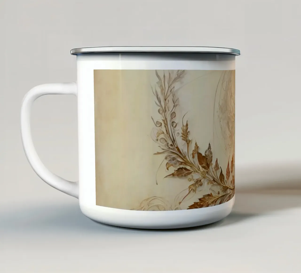 Kompliziertes Herbstlaubdesign mit wirbelnden Mustern Emaille Tasse von DesignDoodle