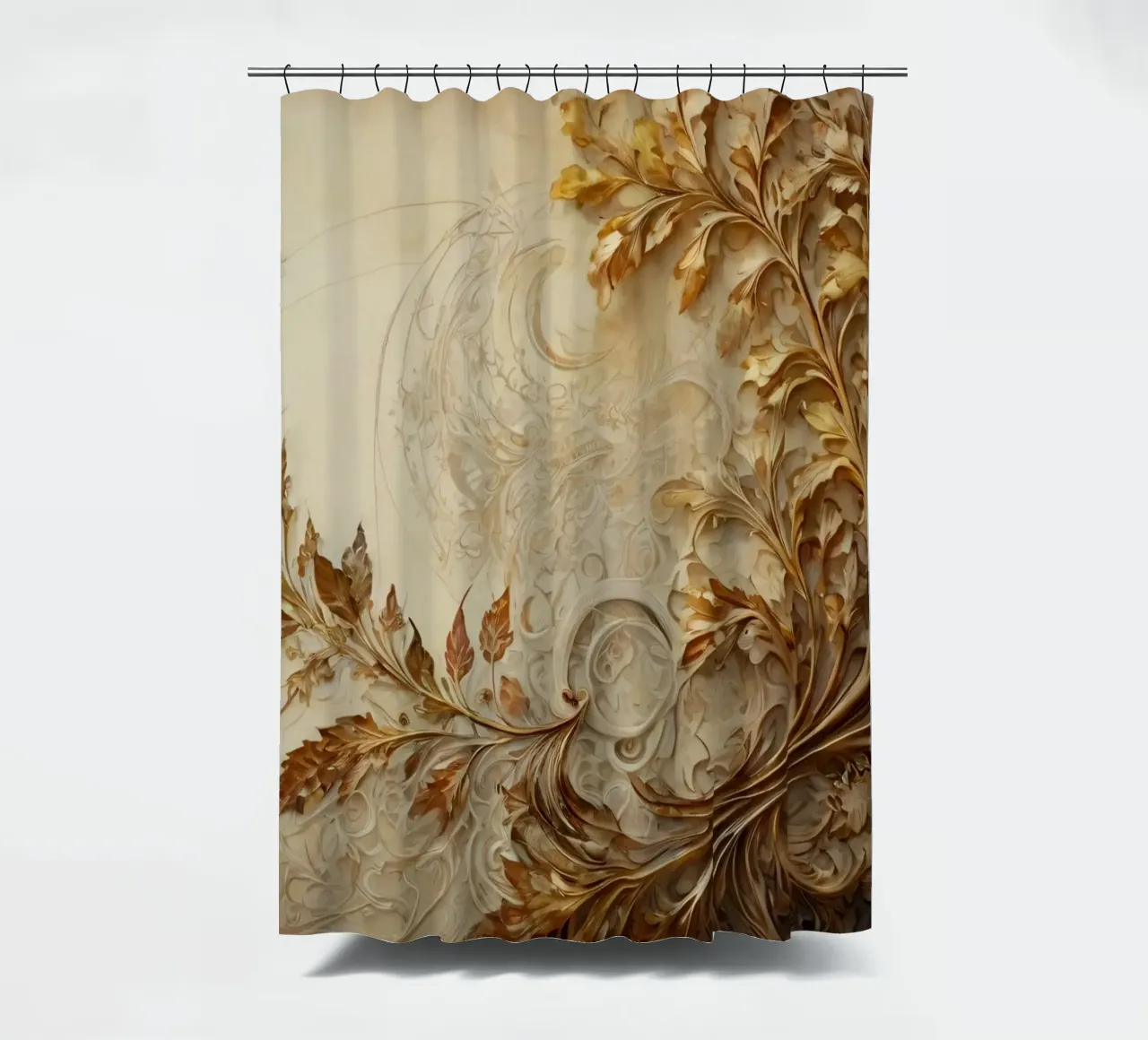 Intricate autumn foliage design with swirling patterns shower curtain by DesignDoodle