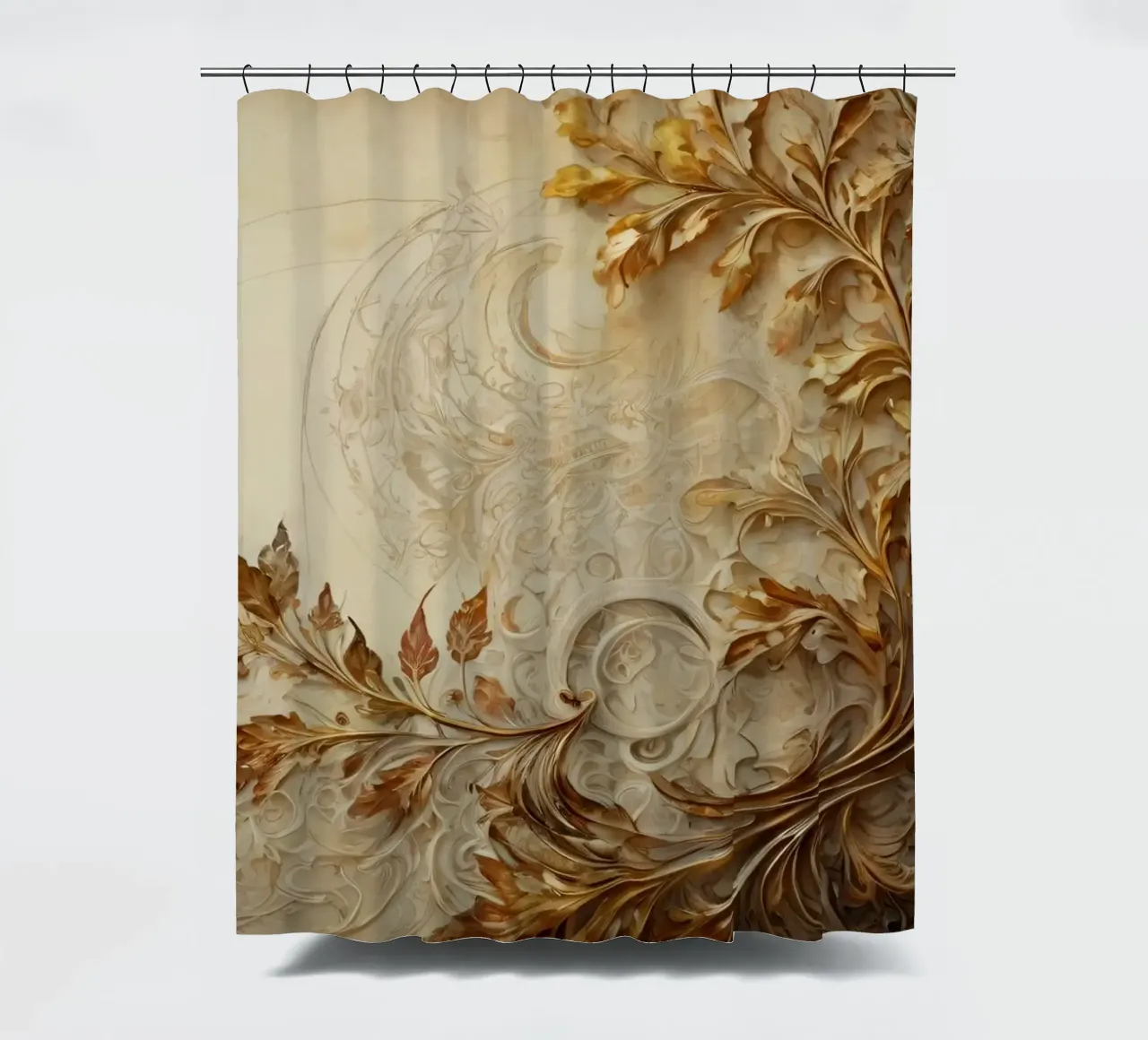 Intricate autumn foliage design with swirling patterns shower curtain by DesignDoodle