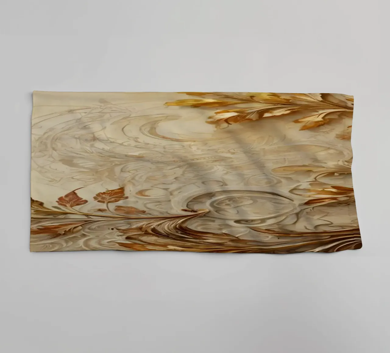 Intricate autumn foliage design with swirling patterns towel by DesignDoodle