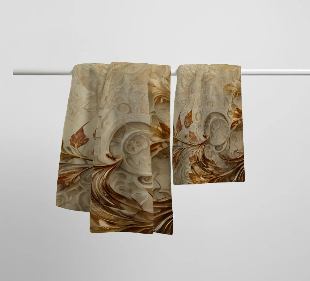 Intricate autumn foliage design with swirling patterns towel by DesignDoodle