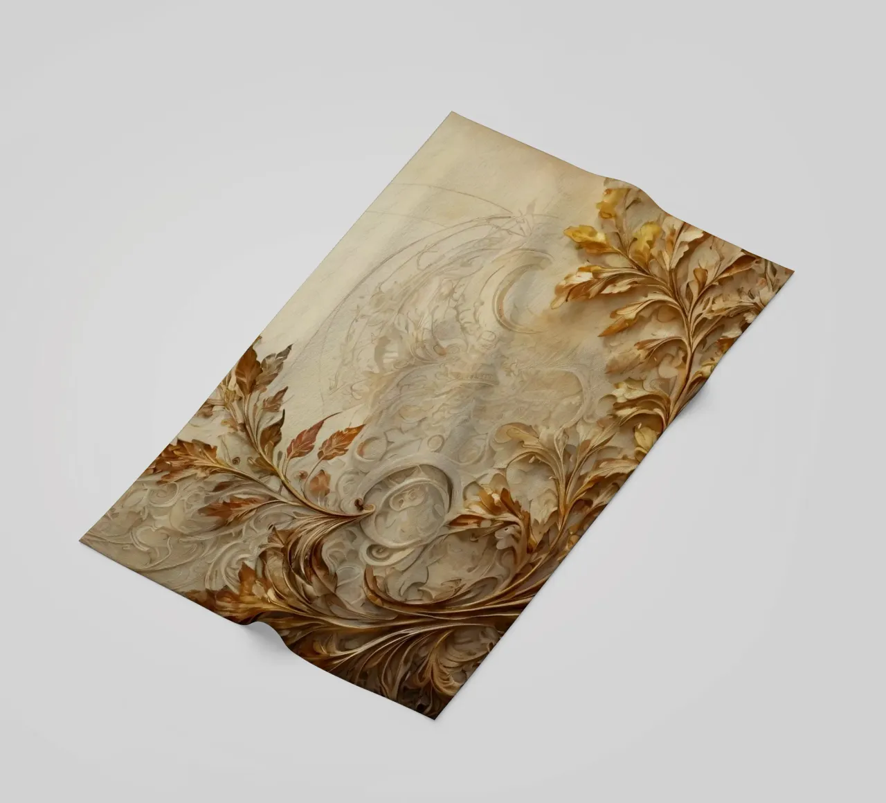 Intricato disegno di fogliame autunnale con motivi vorticosi telo mare da DesignDoodle