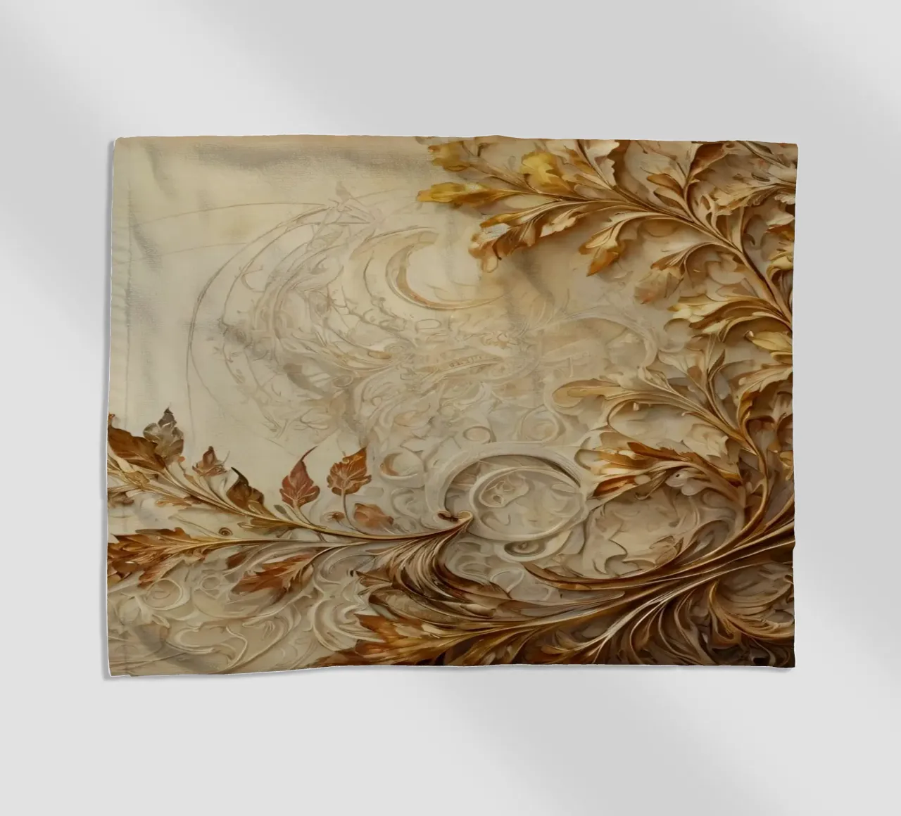Intricate autumn foliage design with swirling patterns beach towel by DesignDoodle