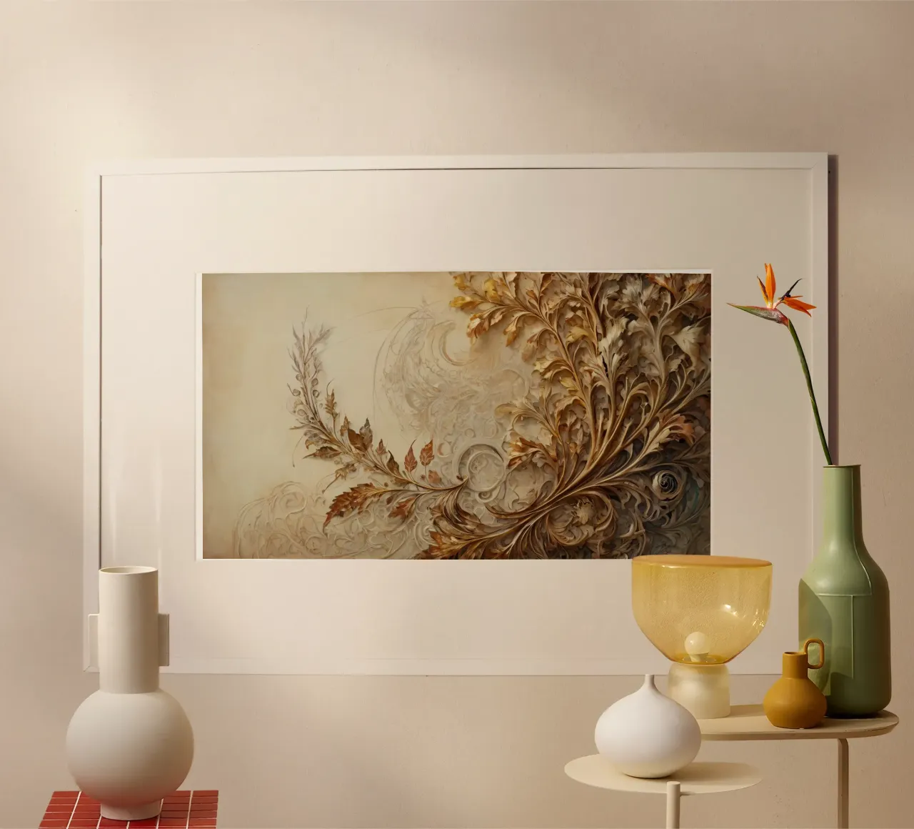 Motif de feuillage d'automne complexe avec des motifs tourbillonnants poster de DesignDoodle