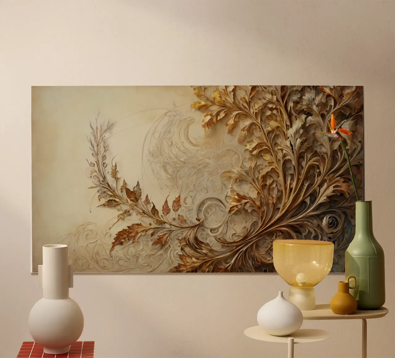 Motif de feuillage d'automne complexe avec des motifs tourbillonnants poster de DesignDoodle