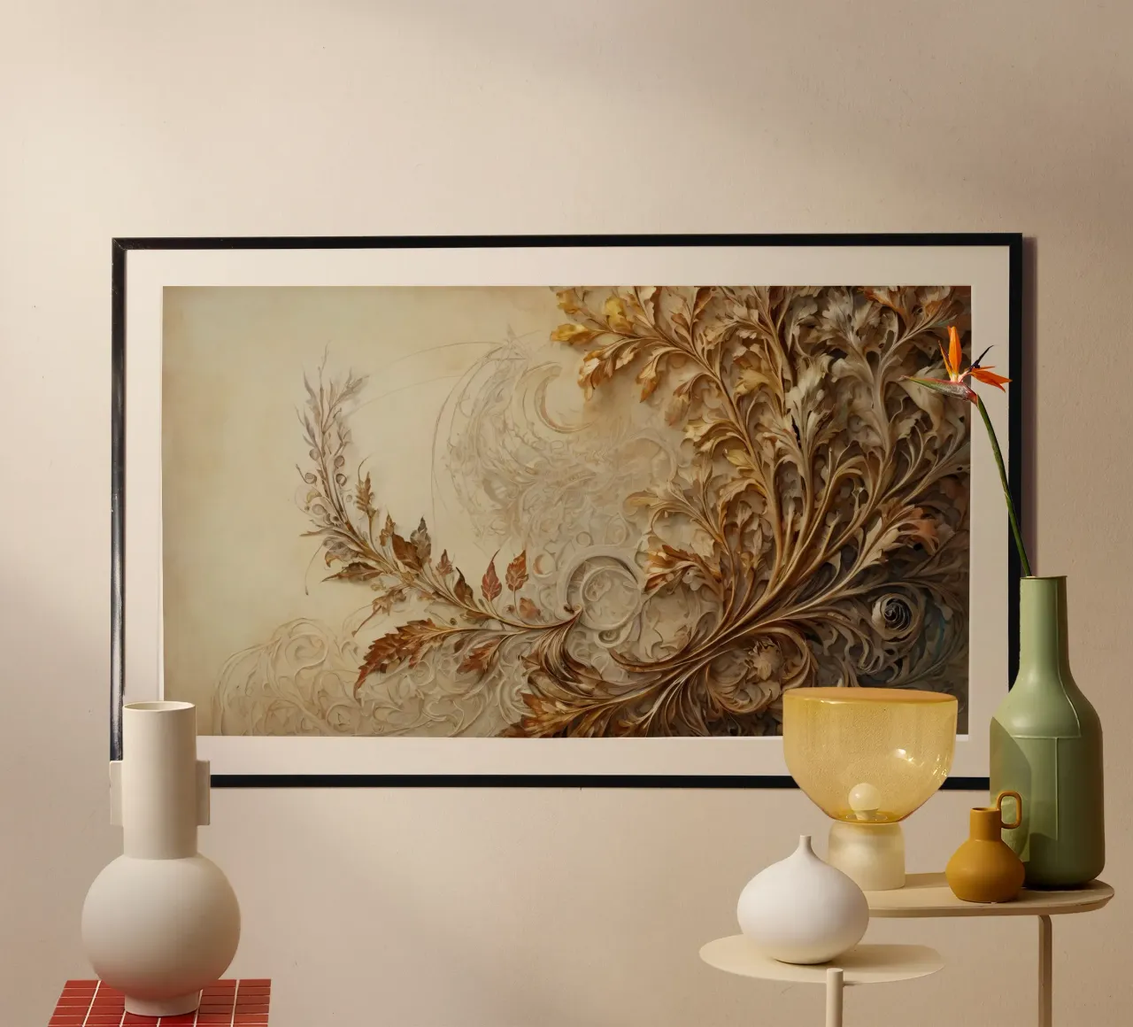 Kompliziertes Herbstlaubdesign mit wirbelnden Mustern Hahnemühle von DesignDoodle