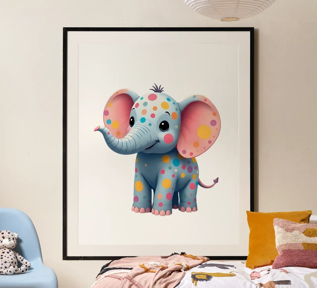 Elefante_2a poster con telaio in plastica da Tierisch bunt by LK