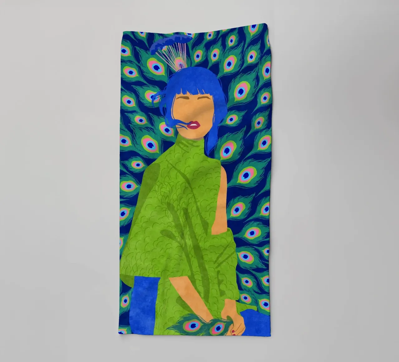 Donna pavone asciugamano da bagno da Illustration Raissa Oltmanns