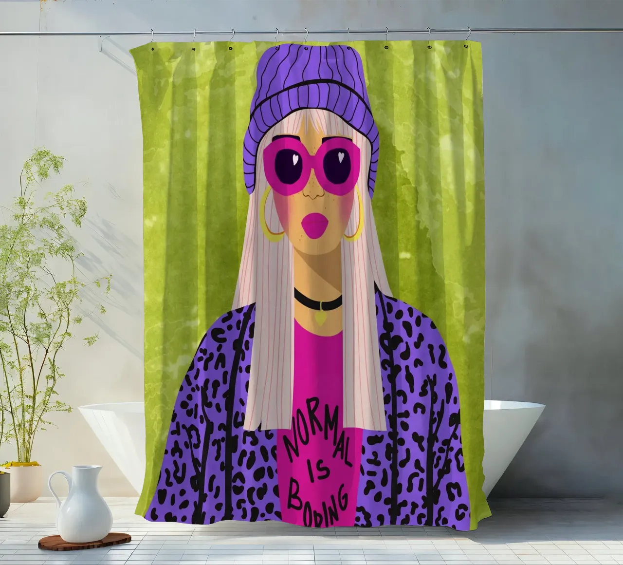 Normaal is saai douchegordijn van Illustration Raissa Oltmanns