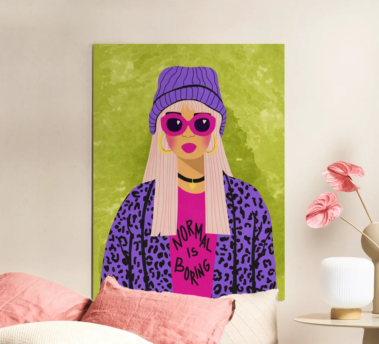 La normalità è noiosa poster con telaio in legno da Illustration Raissa Oltmanns