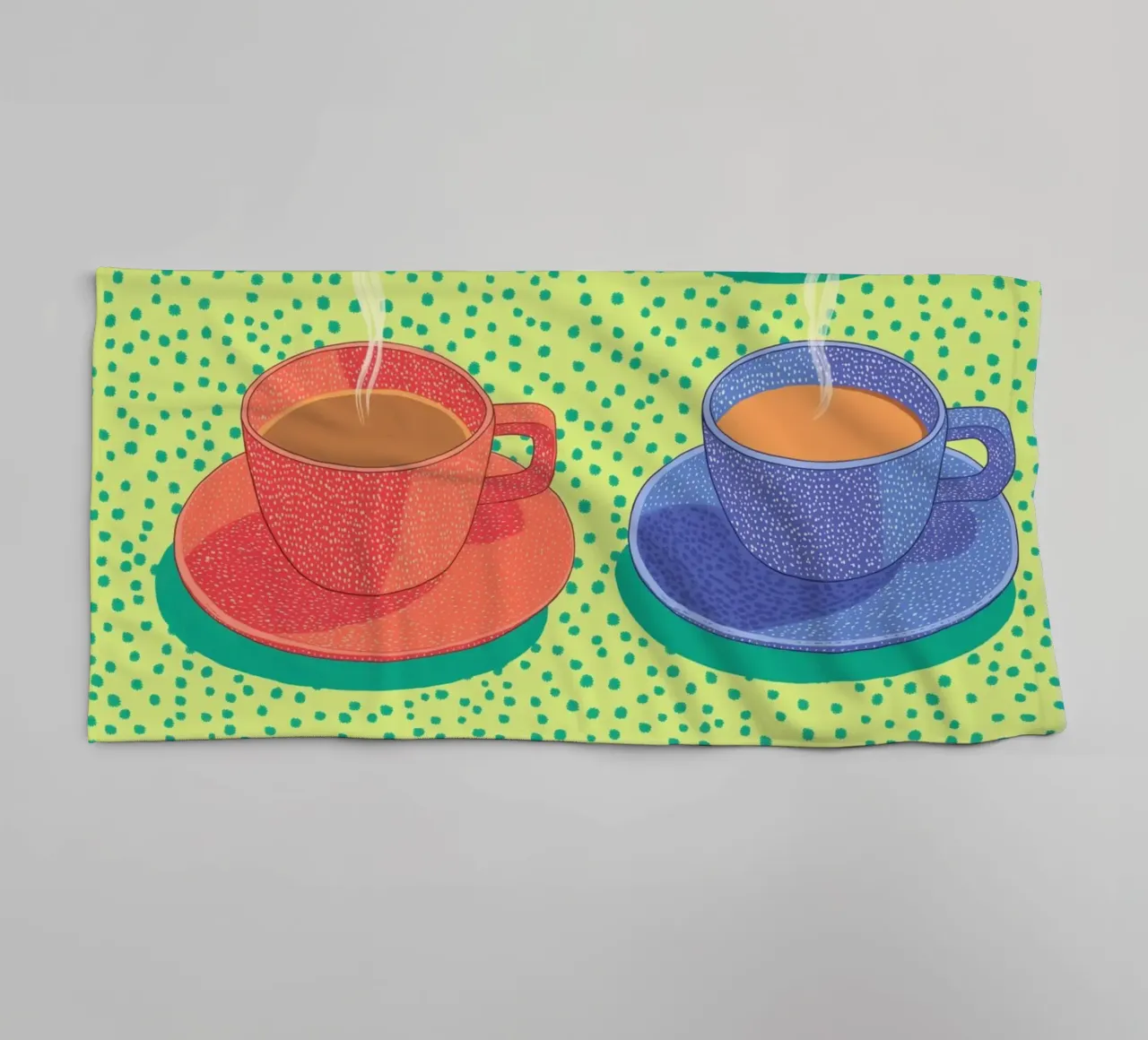 Caffè mattutino Pop Art: Tazze colorate e Moka Moment asciugamano da bagno da Kaji