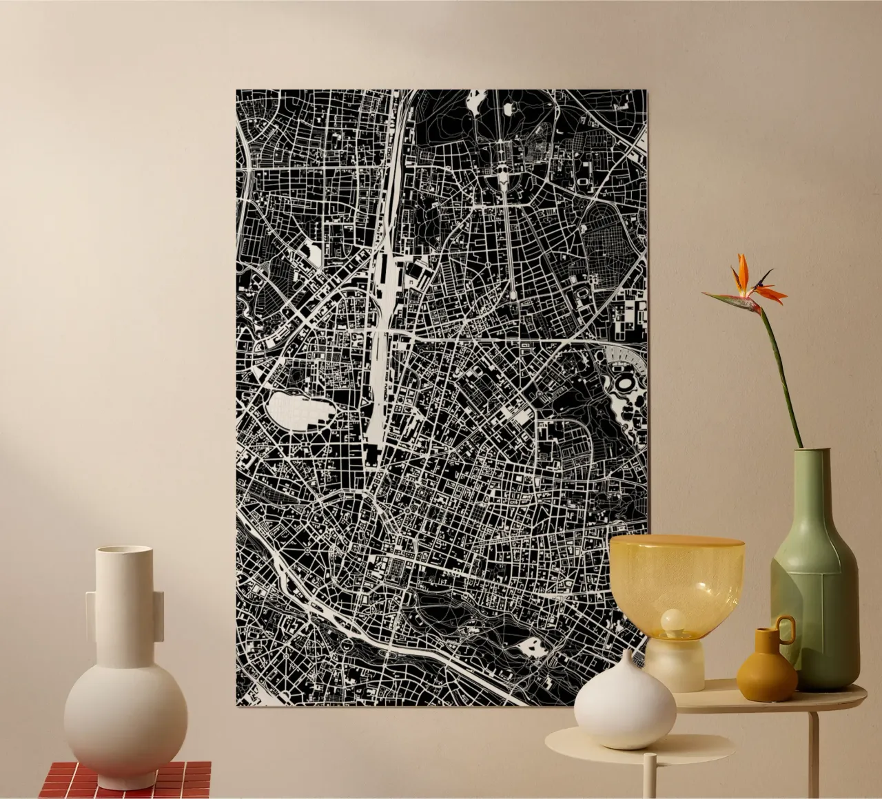 Munich Black & White poster con telaio in plastica da Planos Urbanos