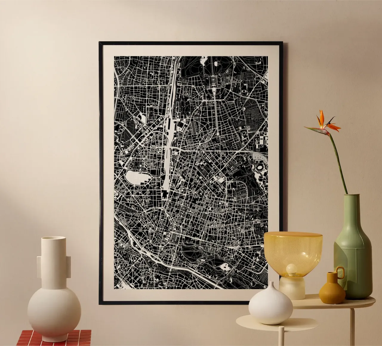 Munich Black & White poster con telaio in plastica da Planos Urbanos