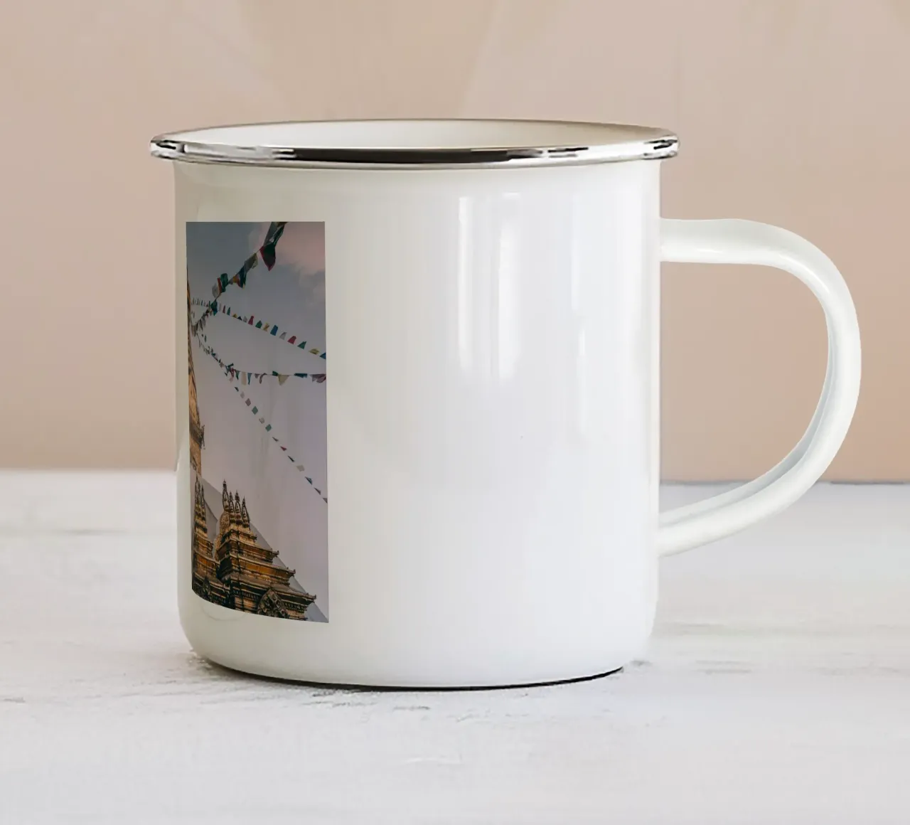 Mania Landscapes Raw 14 Bouddha (Nepal) enamel mug by Mania Print Collection