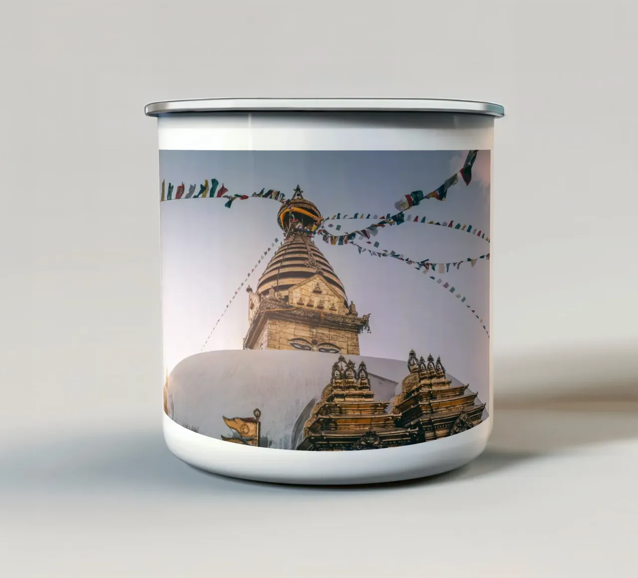 Mania Landscapes Raw 14 Bouddha (Nepal) enamel mug by Mania Print Collection
