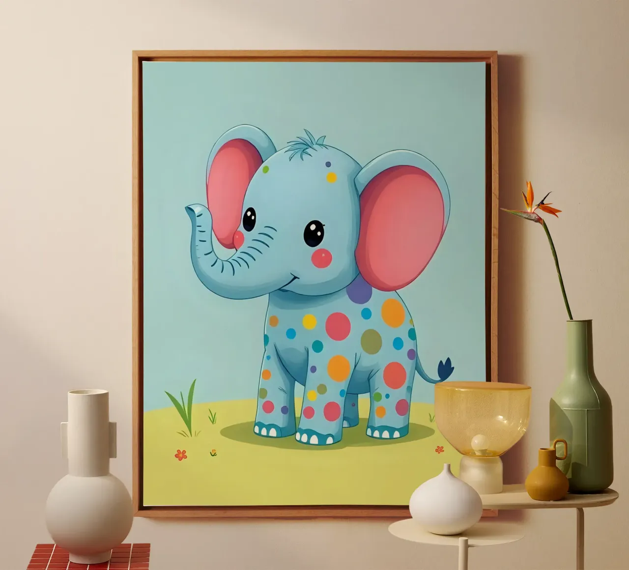 Elephant_4 canvas with Floater frame by Tierisch bunt by LK