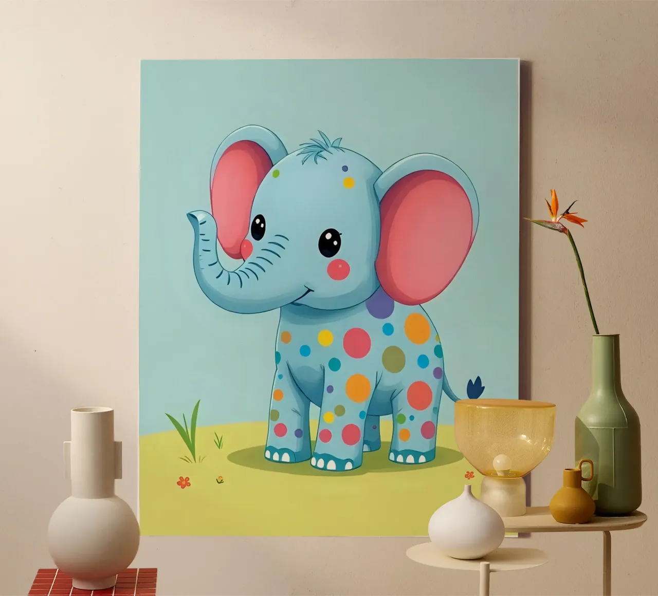 Elephant_4 canvas with Floater frame by Tierisch bunt by LK