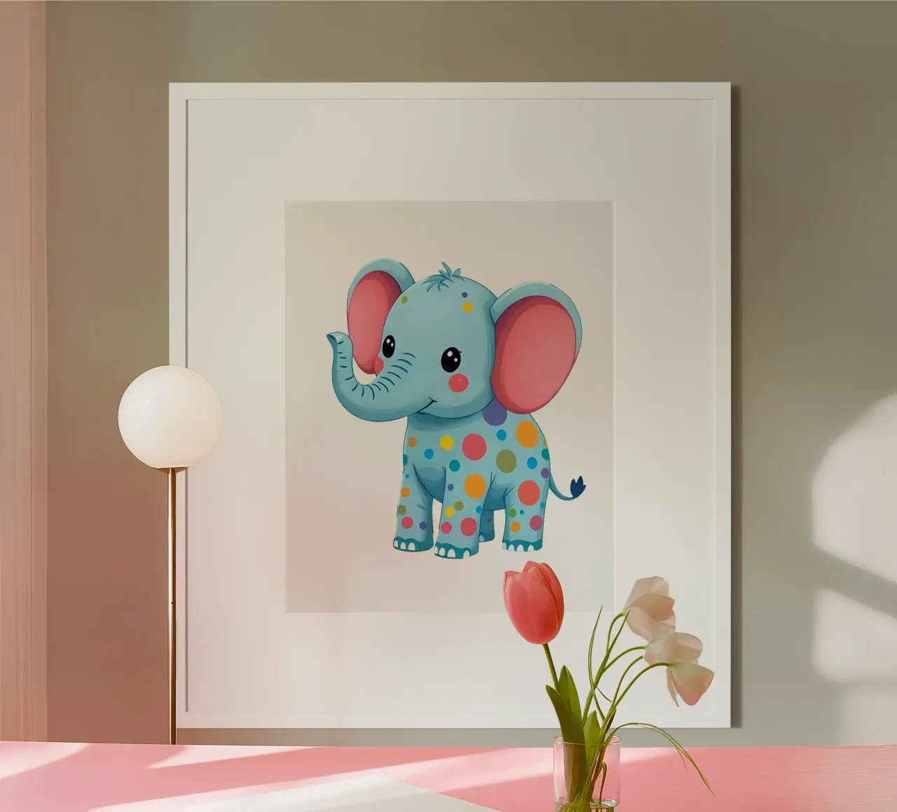 Elefante_4a poster con telaio in legno da Tierisch bunt by LK