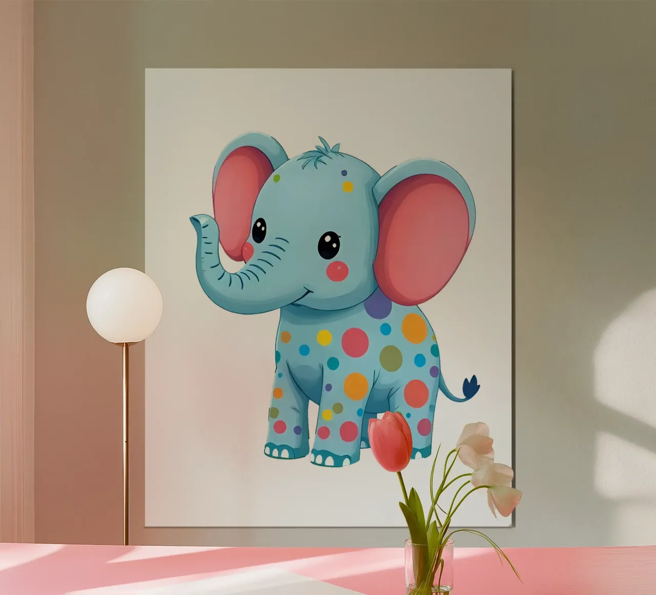 Elefante_4a poster con telaio in legno da Tierisch bunt by LK